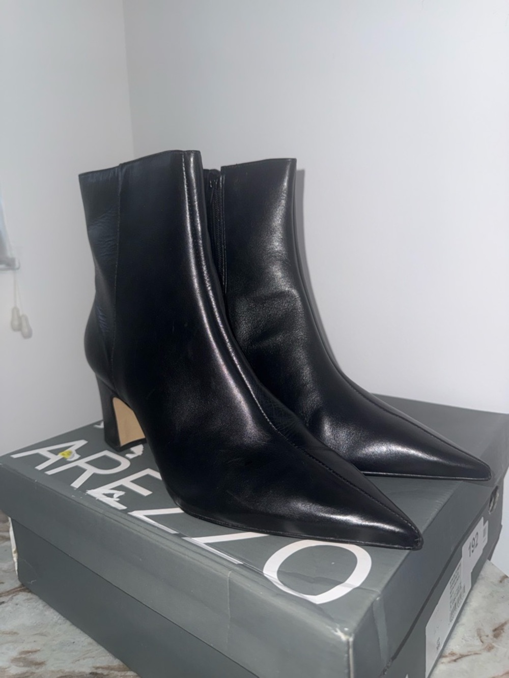 Women's Black Pointed Leather Ankle Boots